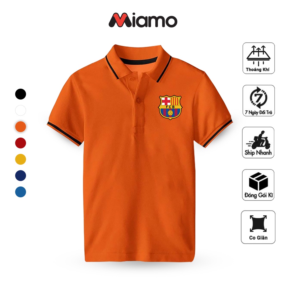 Áo thun polo unisex Miamo CLB Barcelona basic phom ôm thoải mái, vải ko nhăn xù dành cho nam nữ MO5