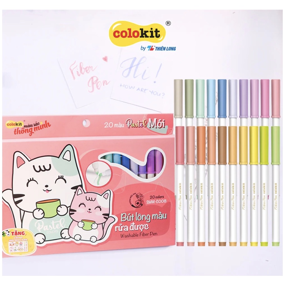Bộ 20 bút màu PASTEL Fiber Pen Colokit Thiên Long chính hãng giá rẻ