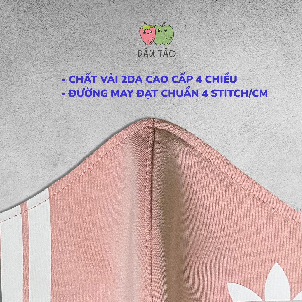 Khẩu trang vải thời trang Adidas - chống nắng, kháng khuẩn, có nút chặn điều chỉnh dây chun, off white