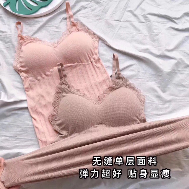 Bra gân tăm ren dây dáng dài túi zip cao cấp