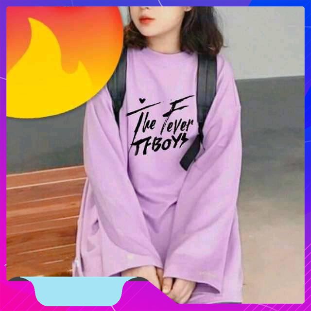 Aó thu đông sweater TFBOYS màu tím dáng thụng in theo yêu cầu