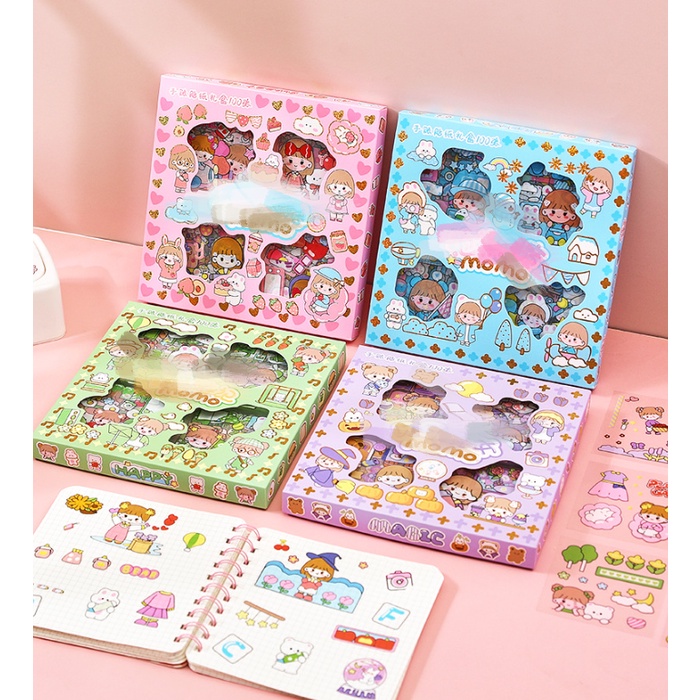 Bộ 100 Miếng Dán Hoạt Hình MOMO Chống Thấm Nước DIY