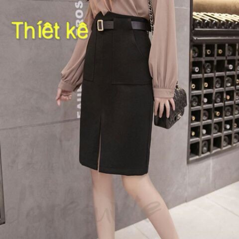 CHÂN VÁY PHOM SUÔNG THIẾT KẾ LƯNG CHỮ V PHÍA TRƯỚC PHỐI TÚI HÀM PHONG CÁCH THANH LỊCH MS 04 | BigBuy360 - bigbuy360.vn