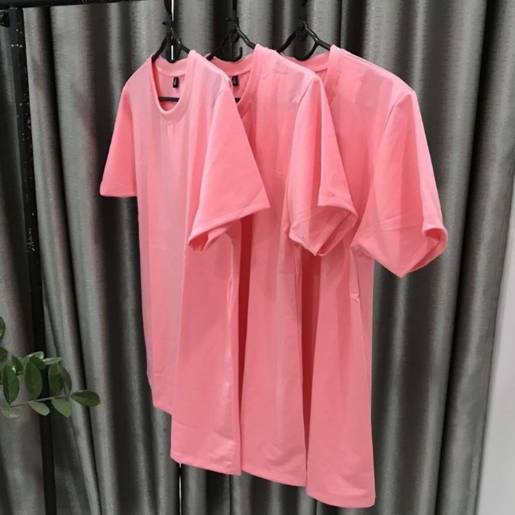 Áo thun trơn nam, nữ cổ tròn, chất Cotton mềm mịn -màu -hồng