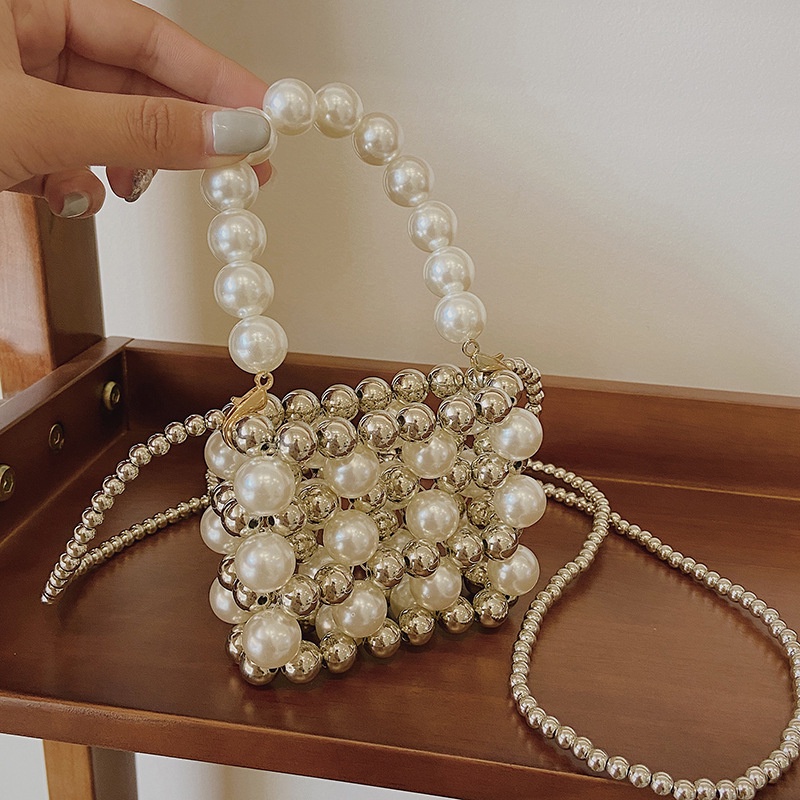 Túi Đeo Chéo Mini Dáng Vuông Đính Hạt Thời Trang Hàn Quốc 2021