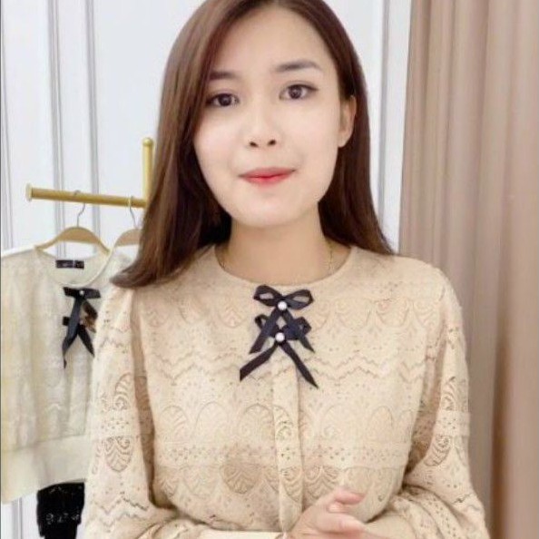 Áo Kiểu Nữ, Dài Tay, Bo chun, Đính Nơ xinh xắn