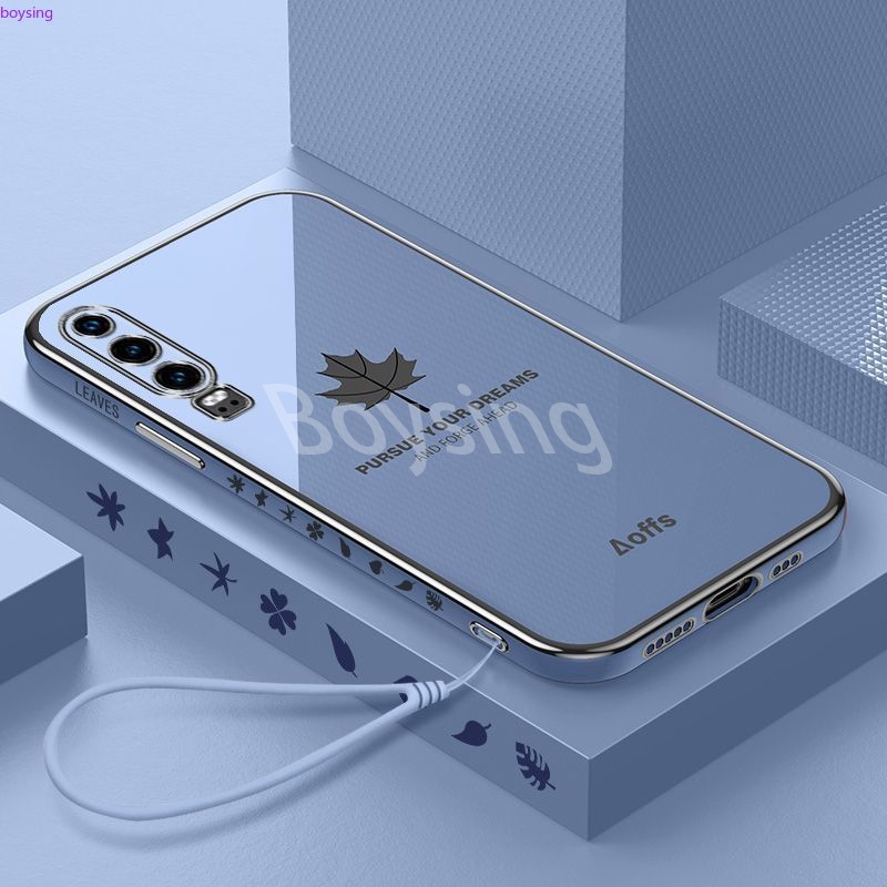 Ốp Điện Thoại Mạ Điện Họa Tiết Lá Phong Cho Huawei P30 lite Pro