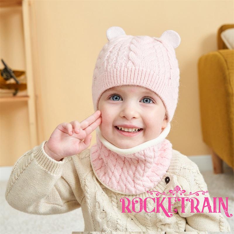 Set Mũ beanie Kèm Khăn Choàng Cổ Dễ Thương Cho Bé