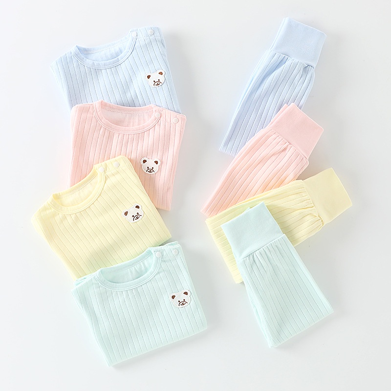 Bộ thu đông cotton dài tay cạp cao cho bé 0-3 tuổi, chất thun cotton cao cấp bền đẹp