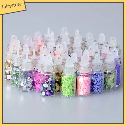 Bộ 48 lọ bột nhũ kim sa trang trí móng (48 màu sắc khác nhau)