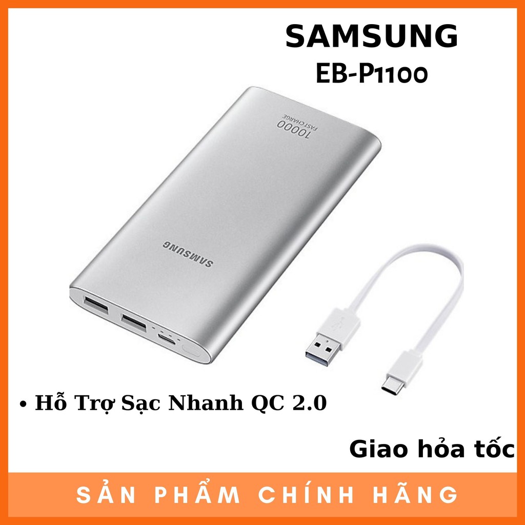 Pin Sạc Dự Phòng Samsung EB-P1100 10000mAh Hỗ Trợ Sạc Nhanh QC 2.0 - Hàng Chính Hãng