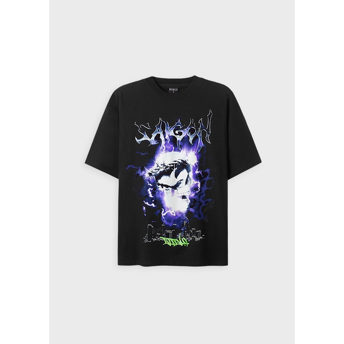 LIGHTNING SKULL LOGO TEES/ BLACK