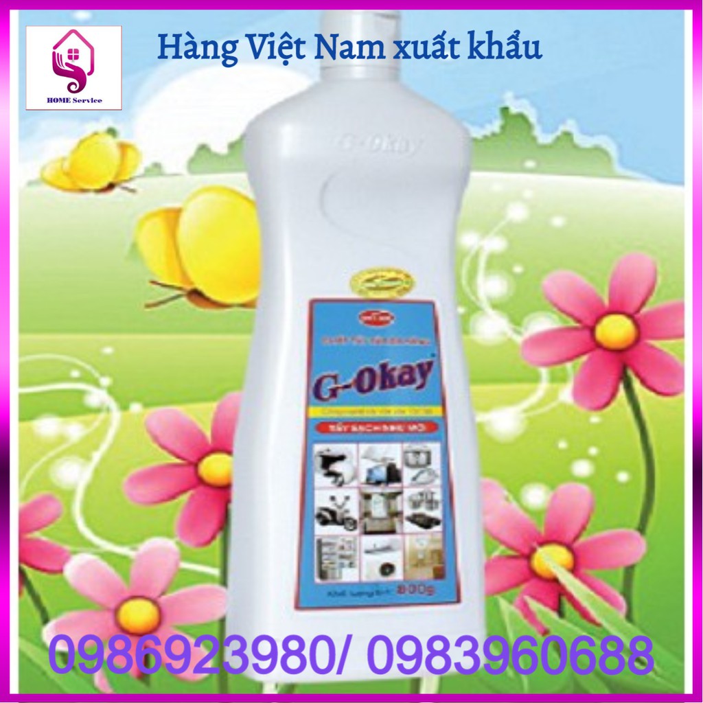 Kem tẩy Thiết bị vệ sinh đa năng G-Okay 800gr, xử lý cặn bám lâu ngày trên inox, nhựa, đồ da siêu tiết kiệm.