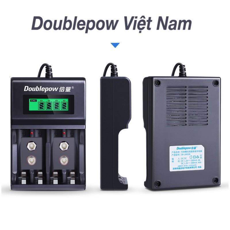 Sạc Pin Đa Năng AA/AAA/9V Tự Ngắt Doublepow DP-UK95 Kèm Pin Sạc Dung Cao cho Micro Không Dây, Đồ Chơi Điện Tử