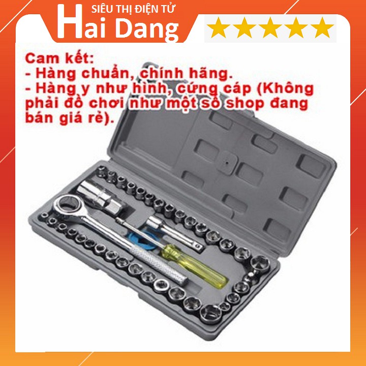 Bộ Dụng Cụ Sữa Chữa 40 Món, Bộ Khẩu Thông Minh Mở Siết Ốc Và Bugi - Bằng Thép Không Gỉ