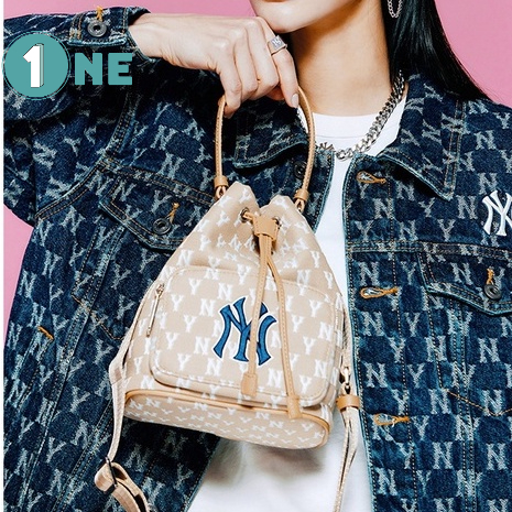 ( Chuẩn Hãng ) Túi Rút MLB NY Monogram Bucket Bag New York Yankees Full Tag Mac