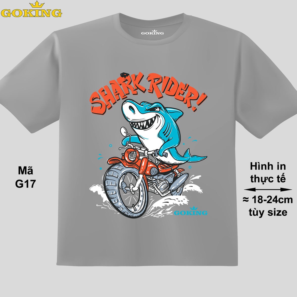 SHARK RIDER, mã G17. Áo thun in Cá Mập siêu đẹp cho bé trai, áo phông trẻ em hàng hiệu