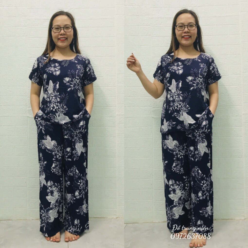 Bộ Đồ Trung Niên Chất Lanh Quần Dài Áo Cộc- Bộ Dành Cho Người Lớn Tuổi