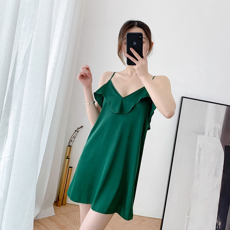 Đầm Ngủ Hai Dây Màu Trơn Gợi Cảm Cho Nữ