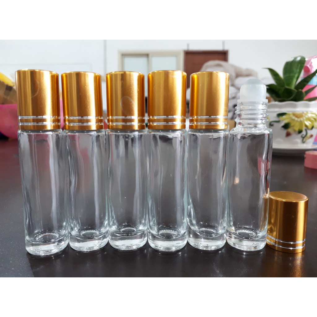 Chai Chiết Nước Hoa Thủy Tinh 10ML Dạng Lăn Siêu Xinh Nắp Vàng hoặc Bạc