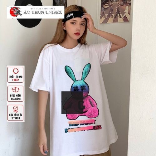 Áo thun tay lỡ form rộng Ulzzang Bad Rabbit thỏ màu hồng dáng Unisex, áo phông KAKISHOP - KAKI 11 | BigBuy360 - bigbuy360.vn