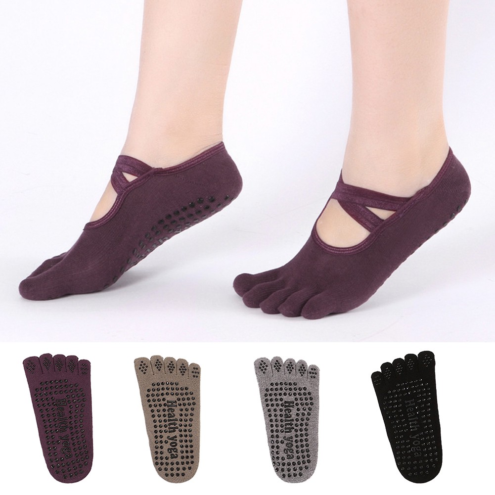 Vớ cotton thoáng khí tách 5 ngón cao đến mắt cá chân chống trượt tiện dụng khi múa ba lê
