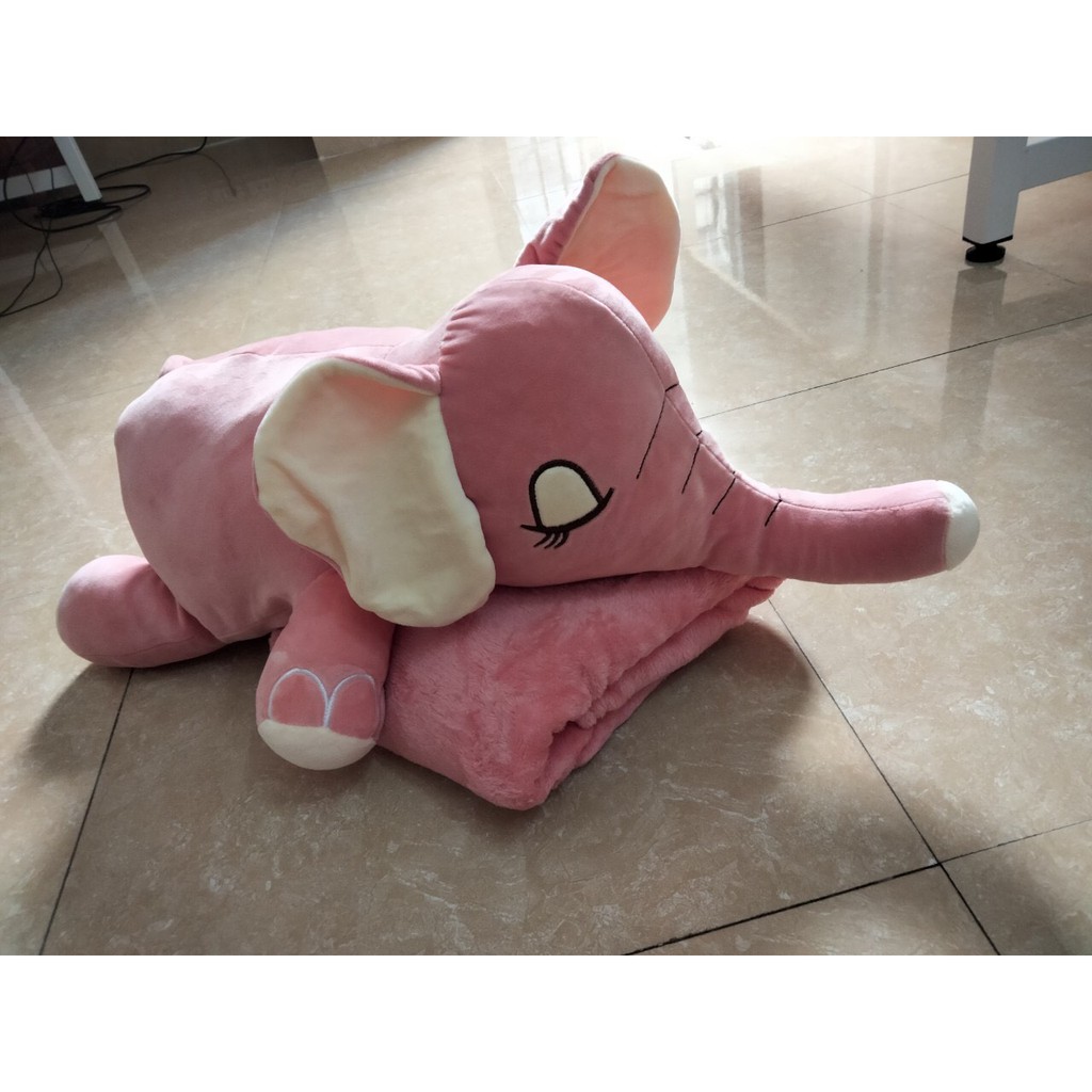 Bộ chăn gối hình thú Voi xinh 70cm Ghome