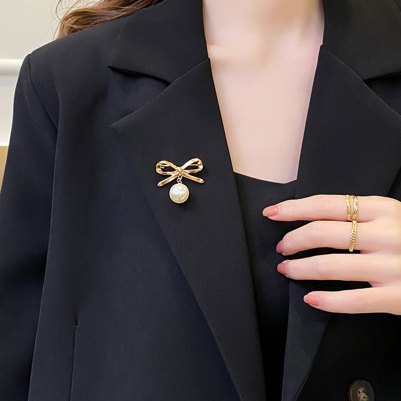 Ghim Cài Áo Đính Ngọc Trai Đơn Giản Chống Ánh Sáng Phong Cách Hàn Quốc
