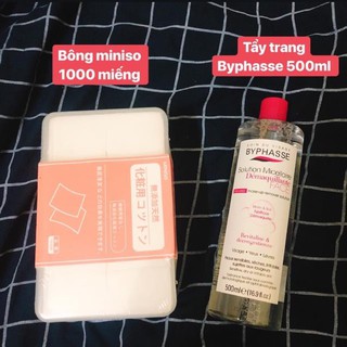 ✅CHÍNH HÃNG✅ COMBO TẨY TRANG BYPHASSE VÀ BÔNG MINISO