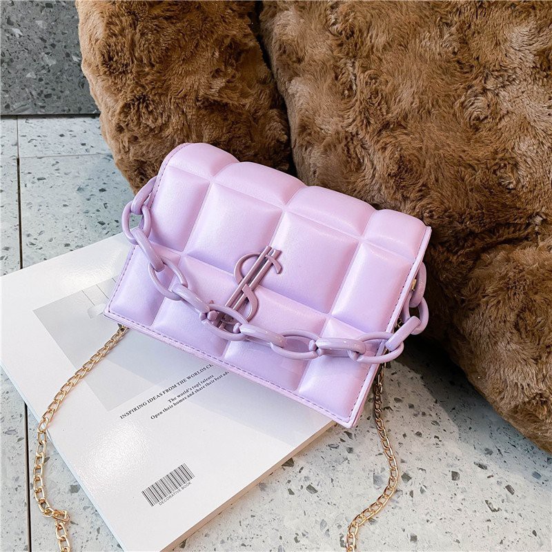 Túi nữ đeo chéo họa tiết ô vuông nhỏ khóa móc cài PN500 giao màu ngẫu nhiên