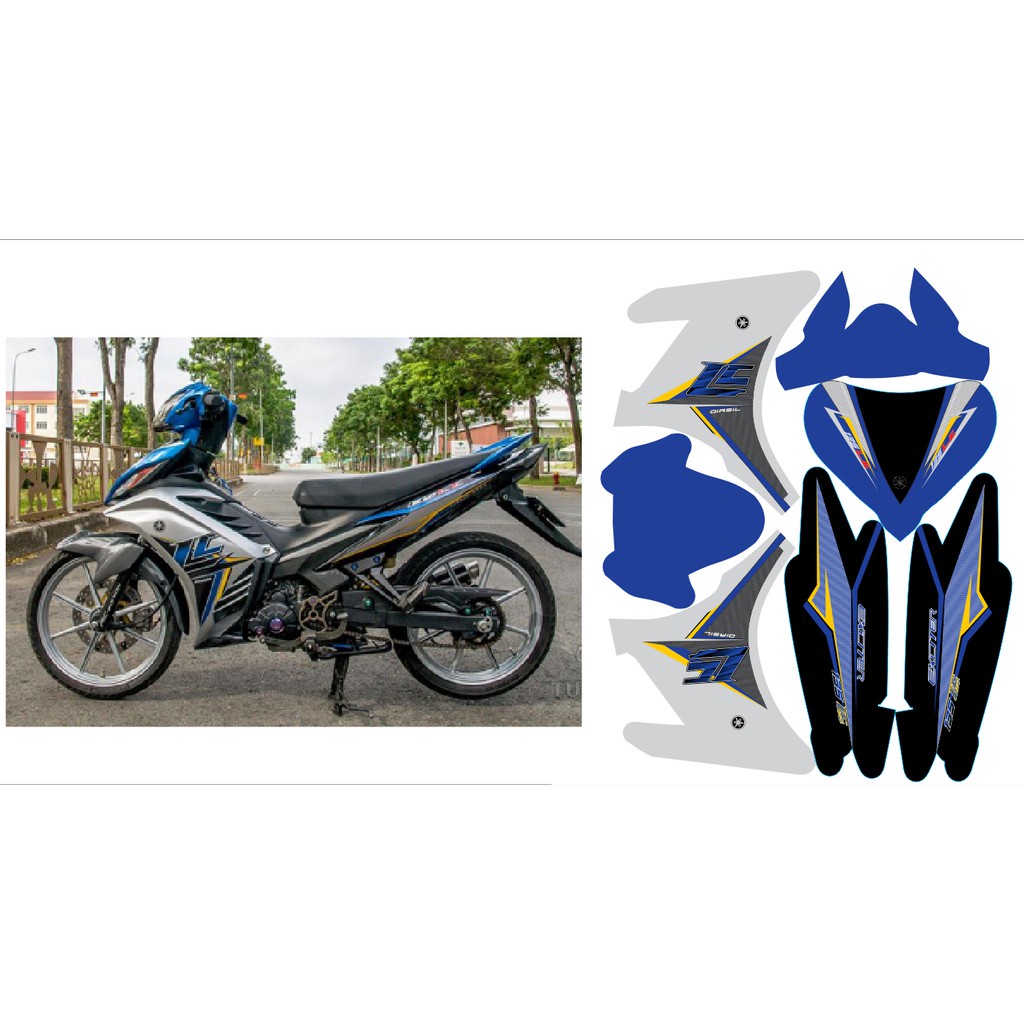 Tem trùm exciter 135 ♦FREESHIP♦ xanh đen MX, độ team decal xe ex dán đời 2011-2014