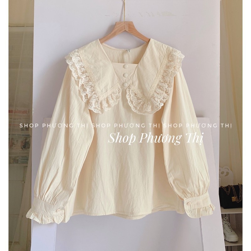 áo babydoll cổ bèo tiểu thư Ulzzang - Ảnh thật 1000%