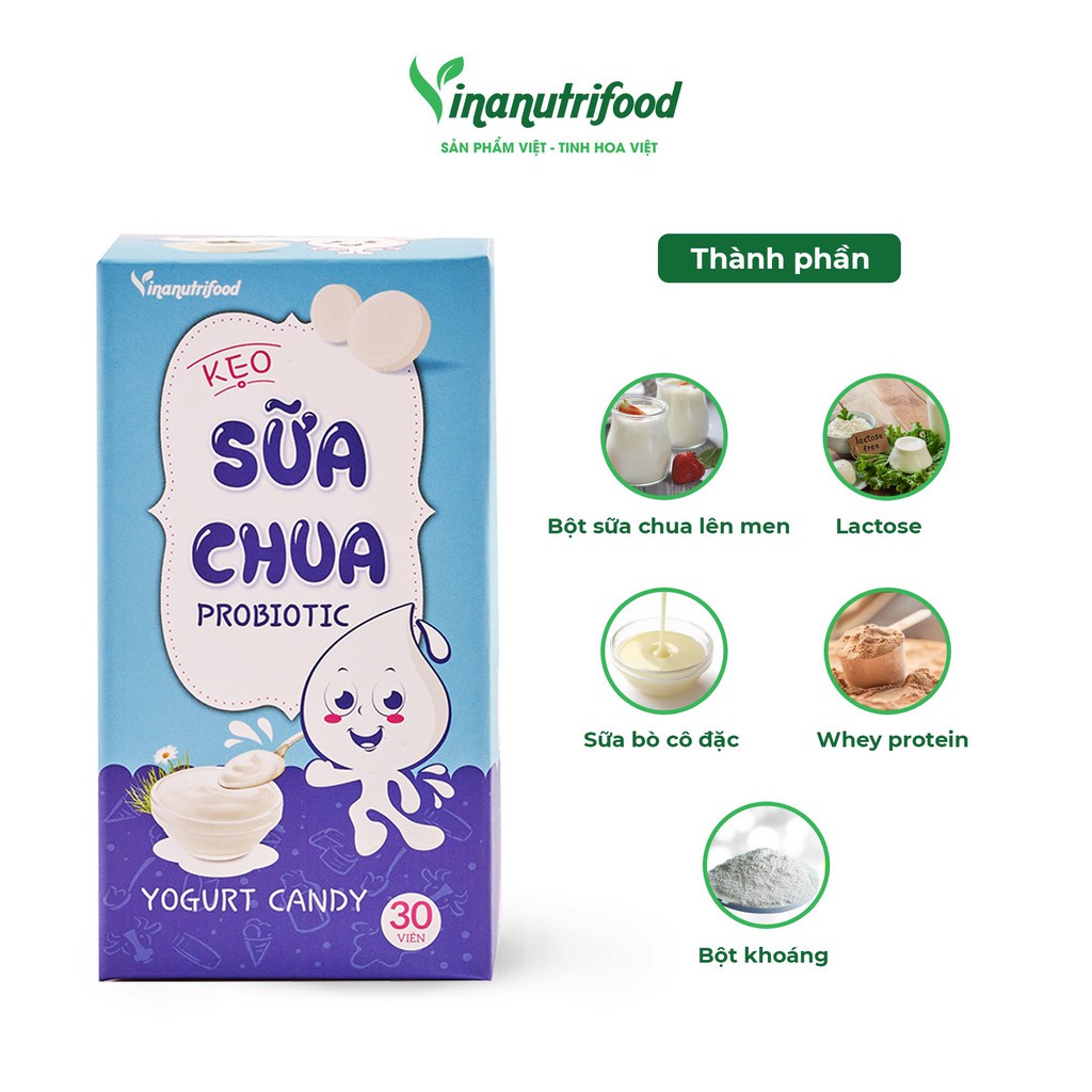 Kẹo sữa chua Probiotic chứa thành phần sữa chua lên men, bổ sung enzym lợi khuẩn tốt cho sức khỏe