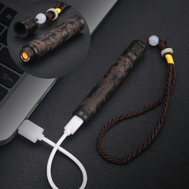 BÁN SỈ - 𝐇ỘT 𝐪𝐮𝐞̣𝐭 𝐁𝐚̣̂𝐭 𝐥𝐮̛̉𝐚 điện sạc usb thổi chiết hỏa tử gỗ vintage (kèm hộp và dây sạc) - PKBL
