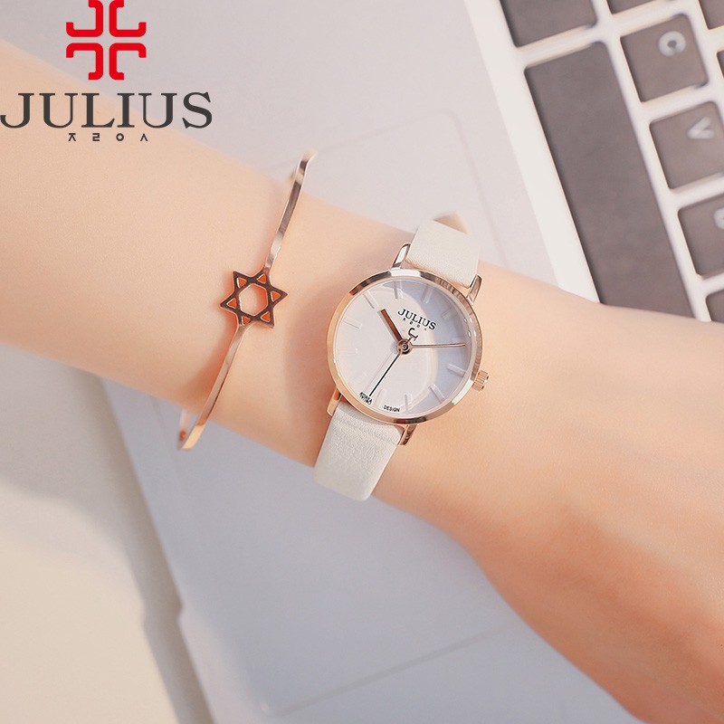 [Mã FARSBRT52 giảm 20% đơn từ 249K] Đồng hồ nữ Julius JA963 dây da trắng