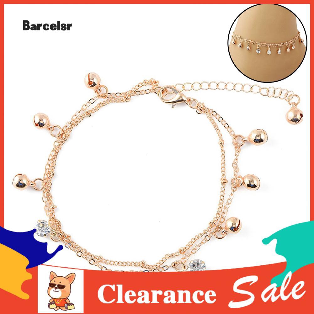 ♡Lắc Chân Hai Lớp Đính Chuông Và Đá Thời Trang Đi Biển Cho Nữ