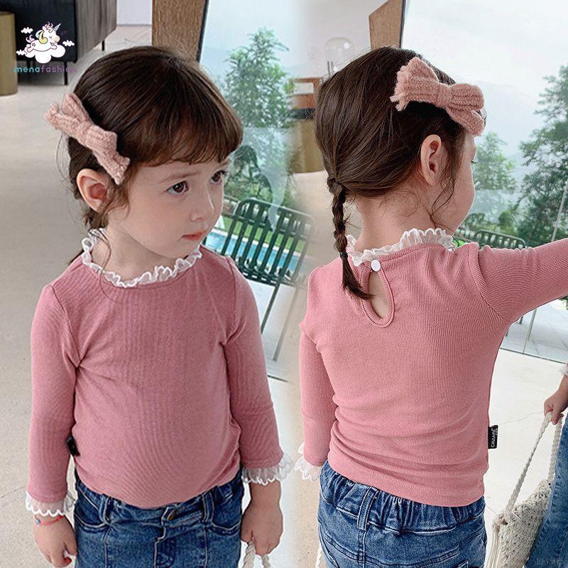 Áo Cổ Búp Bê Tay Dài Xinh Xắn Cho Bé Gái