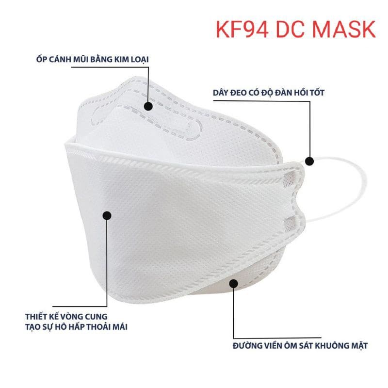 Khẩu Trang 4D Kháng Khuẩn DC Mask - Hàng Công Ty Chính Hãng - 10 chiếc/ túi ÔM Sát Mặt, Không Đau Tai