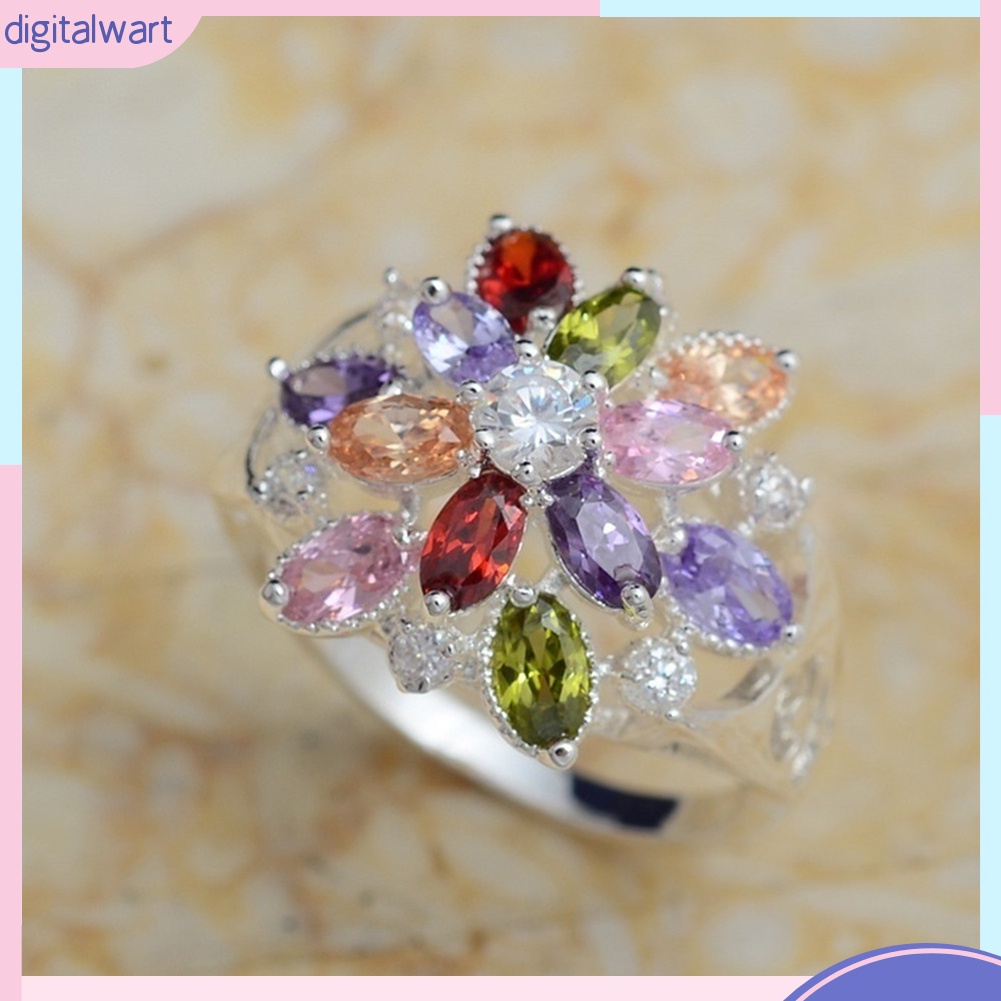 Nhẫn nữ đính đá nhiều màu sắc tinh tế thời trang