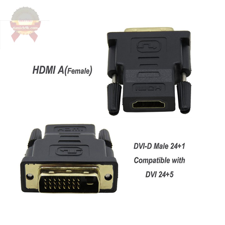 Đầu chuyển DVI 24 1 sang HDMI hai chiều đa năng màu đen