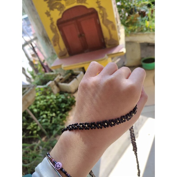 Dây áo Choker Vòng tay lắc chân hạt cườm kết hoa