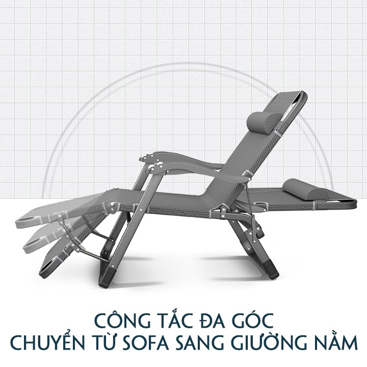 Ghế xếp kiêm giường có lăn tay massage làm giường ngủ trưa gấp gọn Tặng nệm cao cấp