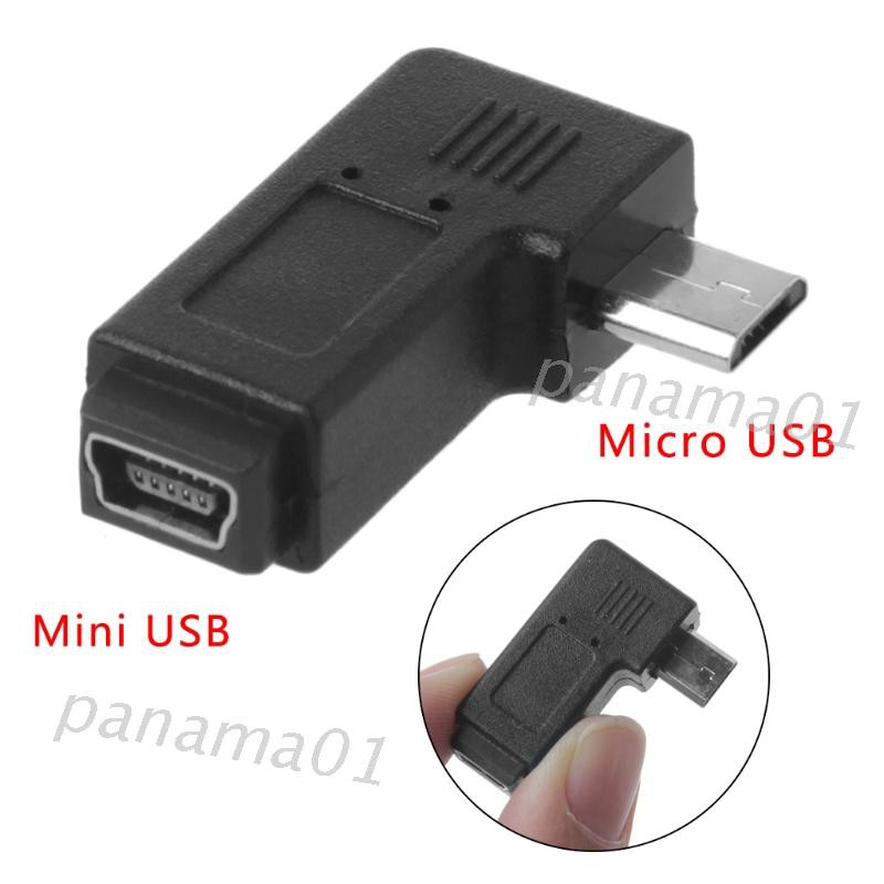 Nama* 90° Left & Right Angled Mini USB 5Pin Female To Micro USB Male Data Sync Adapter