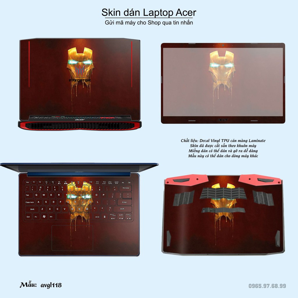 Skin dán Laptop Acer in hình Avenger _nhiều mẫu 3 (inbox mã máy cho Shop)