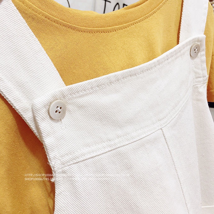 Quần yếm denim có túi lớn phong cách hè thời trang Hàn Quốc cho bé gái