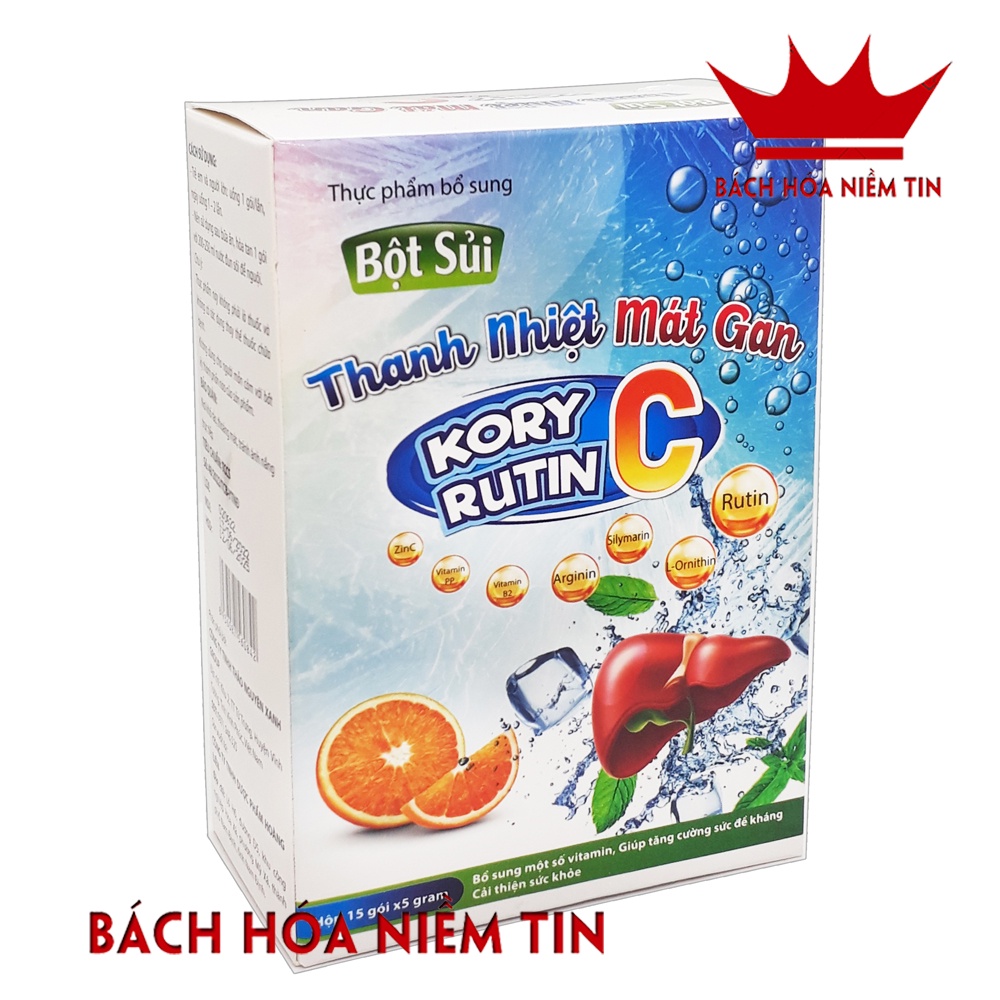 Bột Sủi Thanh Nhiệt Mát gan Kory Rutin C - Thanh nhiệt, giải độc gan giảm mẩn ngứa, mề đay, rôm sảy, vàng da