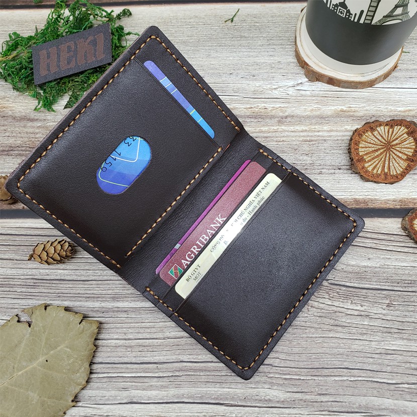 Ví nam mini da bò handmade nhỏ gọn kiểu đứng thời trang HEKI DX20