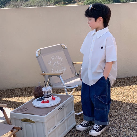 Áo Sơ Mi Mỏng Tay Ngắn Phong Cách Phương Tây Thời Trang Mùa Hè Mới Dành Cho Bé Trai 2022