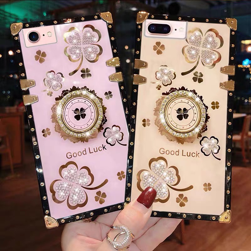 Ốp Điện Thoại Chống Sốc Họa Tiết Cỏ Bốn Lá Cho iphone X XS XSMAX 6 7 8 Plus