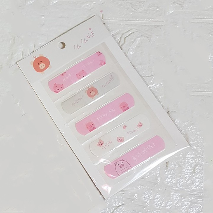 HCM - Set 5 miếng băng keo cá nhân hoạt hình Mèo Heo Xương rồng cute